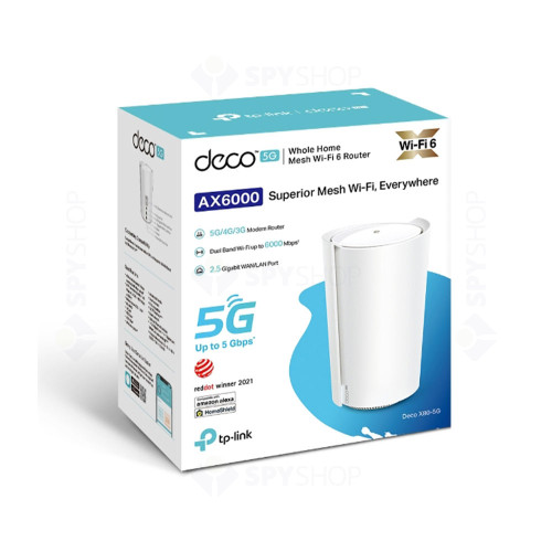 Router wireless dual band Gigabit TP-Link Deco X80-5G, Wi-Fi 6, 2.4/5 GHz, 4804 Mbps