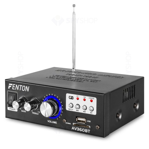 Mini amplificator Fenton AV360BT 103.144, USB/SD, Bluetooth, MP3, Tuner FM, 2x15W, 8 ohm