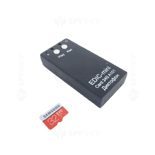 Mini reportofon TSM Edic-mini CARD 24S A101, slot card, autonomie 100 ore, stereo, activare vocala