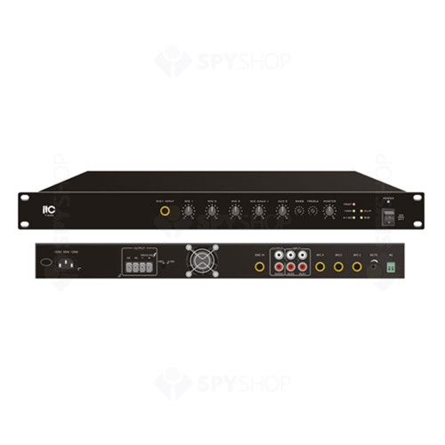 Mixer amplificator pentru sisteme de Public Address PA ITC T-240D, 240 W, 100 V, 1U