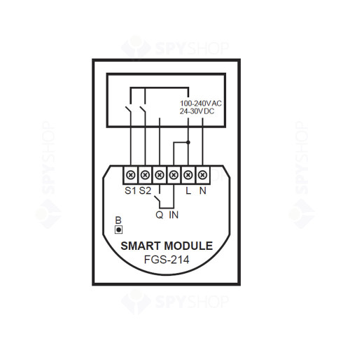 Modul de control Fibaro Smart Module FGS-214 ZW5, 868 MHz, Z-Wave Plus, RF 50 m, 1 canal, 6.5 A