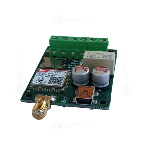 Modul GSM cu iesire de releu controlabil pentru automatizari SECURECOM HLS-SS21-GSM, Nano-SIM, NO/NC, 900/1800 MHz