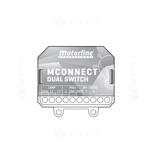 Modul pentru automatizarea luminilor Motorline MCONNECT DUAL SWITCH, WiFi, Bluetooth, 2.4 GHz, control de pe telefon