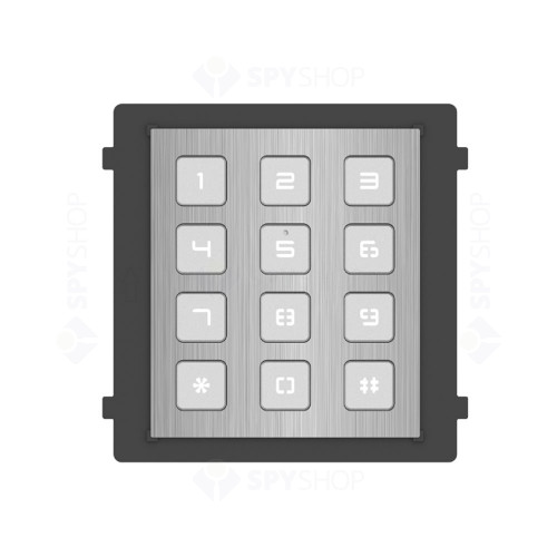 Modul tastatura pentru videointerfon Hikvision DS-KD-KP/S, 12 butoane, otel inoxidabil, aparent/ingropat