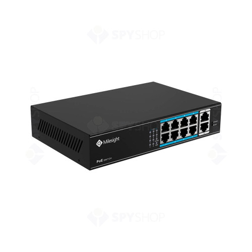 Switch cu 8 porturi PoE Milesight MS-S0208-EL, 2 Gbps, MAC 2.000, plug and play, SFP