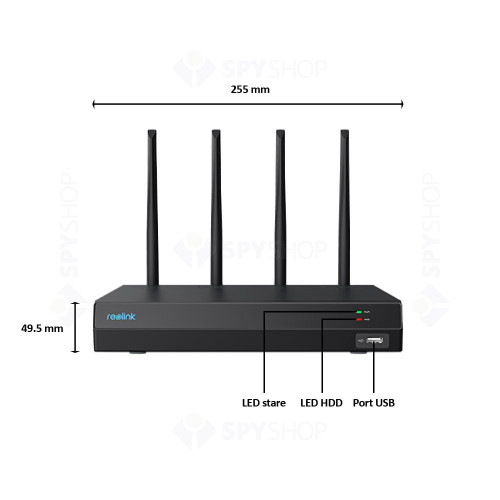 NVR Reolink RLN12W, 12 canale, Wi-Fi 6, 12 MP, + HDD 2 TB inclus