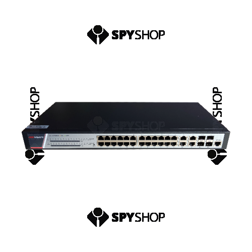 Switch Gigabit cu 28 de porturi Gigabit Hikvision DS-3E2528P(B), 56 Gbps, 51 Mpps, PoE, cu administrare