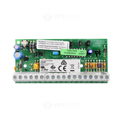 Kit alarma antiefractie DSC PC 1616-E LCD, 2 partitii, 6-16 zone, 48 utilizatori