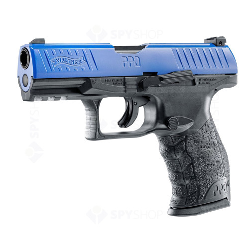 Pistol paintball cu bile de cauciuc, creta, vopsea Umarex Walther PPQ M2 T4E, cal.43, albastru, 5 Jouli