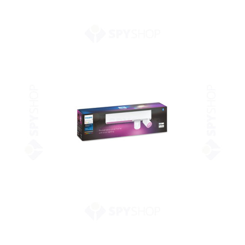 Plafoniera LED RGB inteligenta Philips Hue Centris, 2 x 6 W, 1540lm, lumina calda / rece / multicolora, dimabila, alba, 2000-6500 K