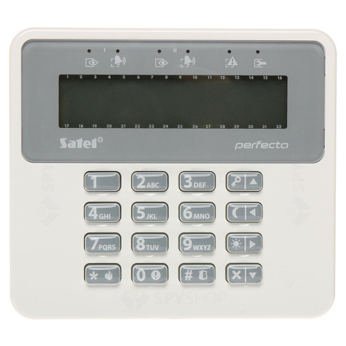 Tastatura LCD wireless Satel PRF-LCDM-WRL, RF 200 m, 3 butoane functionale, taste dedicate, buzzer