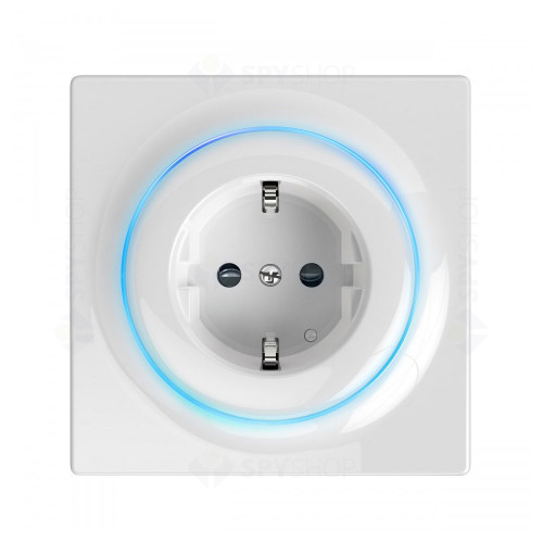 Priza smart tip F Fibaro Walli Outlet FGWOF-011, 16A, Z-Wave Plus, 868/869 MHz, RF 50 m, contor putere/consum, alb