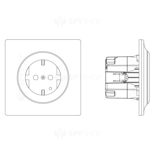 Priza smart tip F Fibaro Walli Outlet FGWOF-011-8, 16A, Z-Wave Plus, 868/869 MHz, RF 50 m, contor putere/consum, gri