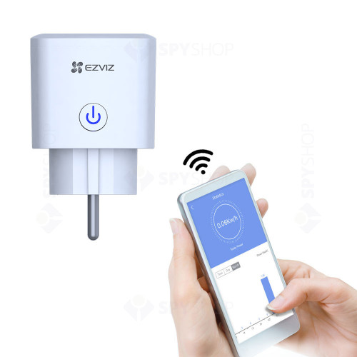 Priza smart WiFi EZVIZ CS-T30-10B-EU, 2.4 GHz, 2300 W, control de pe telefon