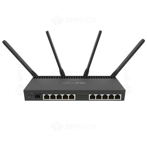 Router wireless Gigabit dual band MikroTik RB4011IGS+5HACQ2HND-IN, 10 porturi, port SFP+, 2.4/5 GHz, 300/1733 Mbps, PoE pasiv
