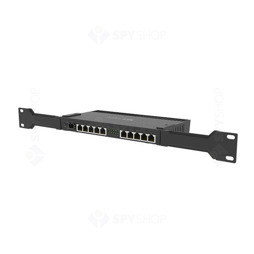 Router MikroTik RB4011IGS+RM, 10 porturi, 10/100/1000 Mbps, port SFP+, PoE pasiv