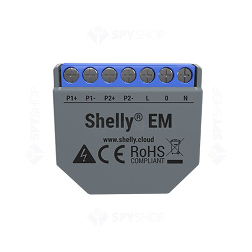 Releu smart WiFi Shelly EM, 2 canale, 2 A, 2.4 GHz