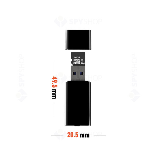 Reportofon disimulat in stick USB HNSAT UR-01, 120 mAh, slot card, inregistrare 47 ore