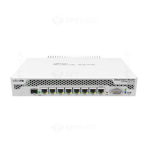 Router Gigabit cu fir MikroTik CCR1009-7G-1C-PC, 8 porturi LAN, 1 port SFP, USB, 10/100/1000 Mbps, PoE
