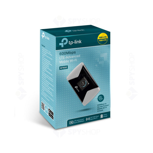 Router wireless portabil Dual Band TP-Link M7650, 600 Mbps, 4G, LTE