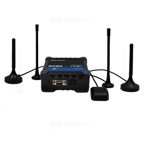 Router wireless Teltonika RUT955T033B0, 4G/LTE, VPN, 2x SIM, 4 porturi LAN, 2.4 GHz, 10/100 Mbps