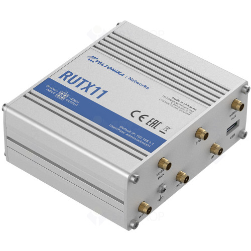 Router industrial IP Teltonika RUTX11, Dual SIM, WiFi, 4G, Bluetooth, GPS, 10/100/1000 Mbps, IoT