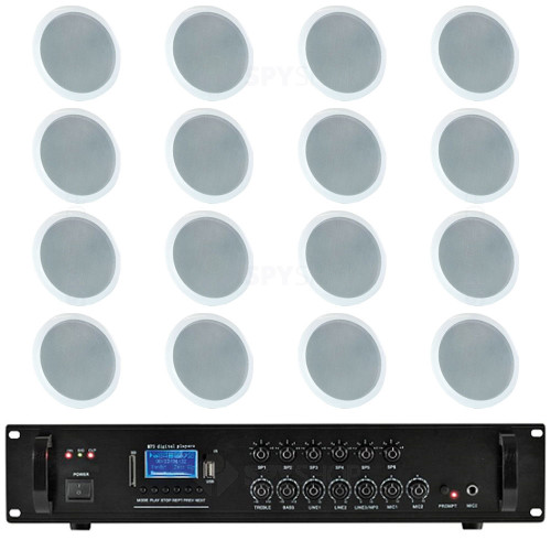 Set mixer amplificator Bluetooth MPA 240BT-16X782004, 16 boxe, 5 canale, 400W, egalizator inalte/joase
