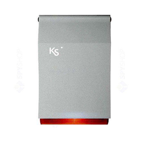 Sirena de exterior piezoelectrica cu flash Ksenia IMAGO BUS SILVER RED, KS-BUS, 100 dBA, IP43