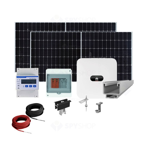 Sistem fotovoltaic complet 10 kW, invertor Trifazat On Grid si 24 panouri Canadian Solar, 120 celule, 455 W, pe structura de metal