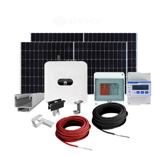 Sistem fotovoltaic complet 4 kW, invertor Trifazat On-Grid si 9 panouri Canadian Solar