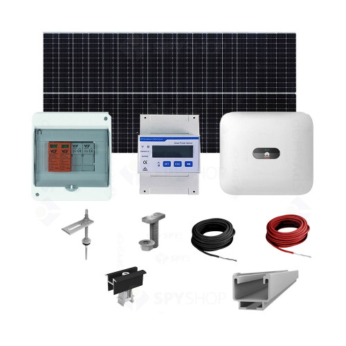 Sistem fotovoltaic complet 6 kW, invertor Trifazat On Grid WiFi si 14 panouri Canadian Solar, 120 celule, 455 W, pe structura de metal