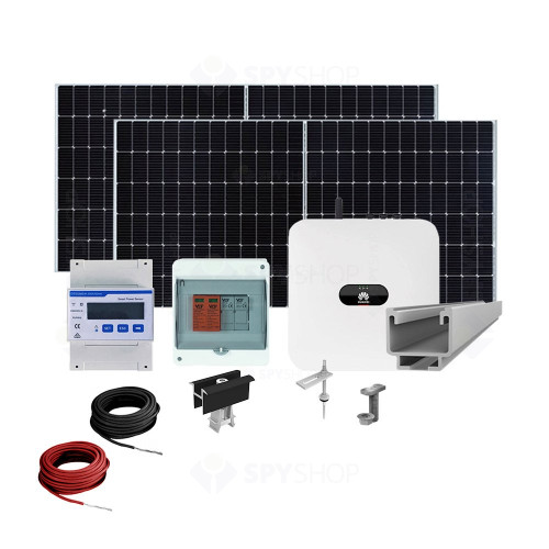Sistem fotovoltaic complet 8 kW, invertor Trifazat On Grid si 18 panouri Canadian Solar, 1120 celule, 455 W, pe structura de metal