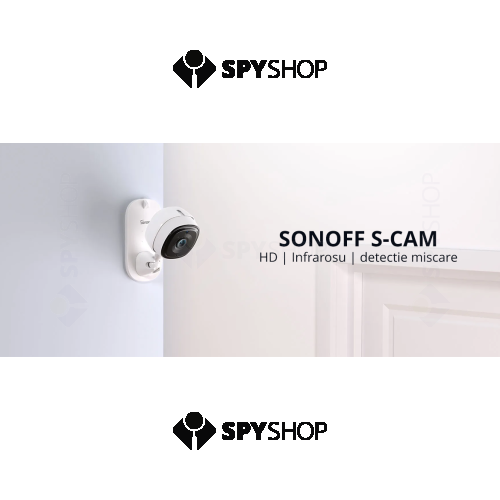 Camera supraveghere Wi-Fi Sonoff S-CAM, HD, iluminator IR, slot card