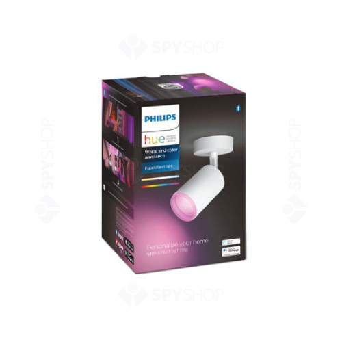 Spot luminos inteligent Philips Hue Fugato, Dimabil, Bluetooth, 5.7 W, 350 lm, Alb