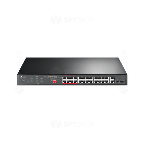 Switch 26 porturi Gigabit TP-Link TL-SL1226P, 10/100/1000 Mbps, 8.8 Gbps, SFP, PoE+, fara management
