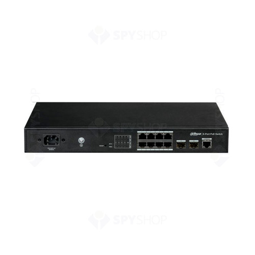 Switch cu 8 Porturi PoE Dahua PFS4210-8GT-150, 8000 MAC, 20 Gbps, cu management