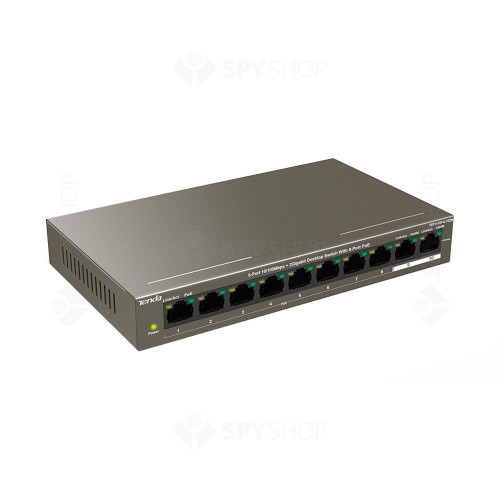 Switch cu 10 porturi Tenda TEF1110P-8-102W, 5.6 Gbps, 1.48 Mpps, 16.000 MAC, PoE, fara management