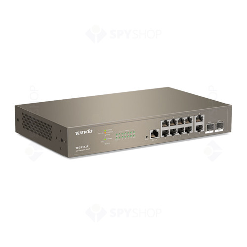Switch cu 10 porturi Tenda TEG5312F, 24 Gbps, 17.9 Mpps, 16000 MAC, cu management