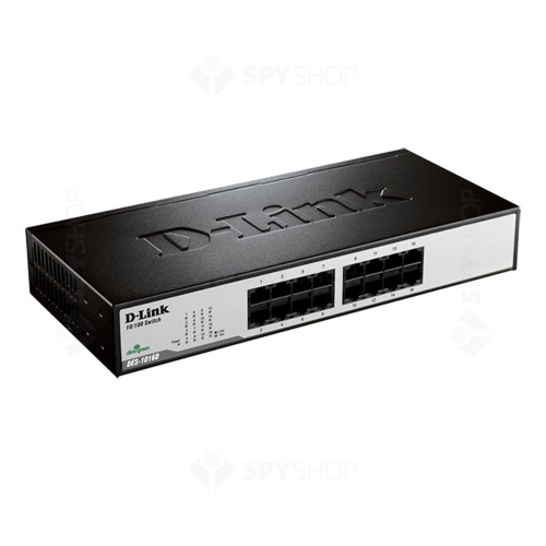 Switch cu 16 porturi D-Link DES-1016D, 3.2 Gbps, 2.38 Mpps, 8.192 MAC, fara management