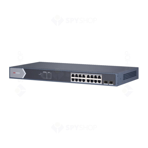 Switch cu 16 porturi Hikvision DS-3E1518P-SI, 36 Gbps, 26.784 Mpps, 8.000 MAC, PoE, cu management