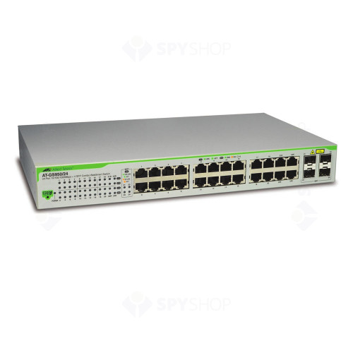 Switch cu 24 porturi Allied Telesis AT-GS950/24-50, 48 Gbps, 35.7 Mpps, 8.000 MAC, 4 porturi SFP, cu management