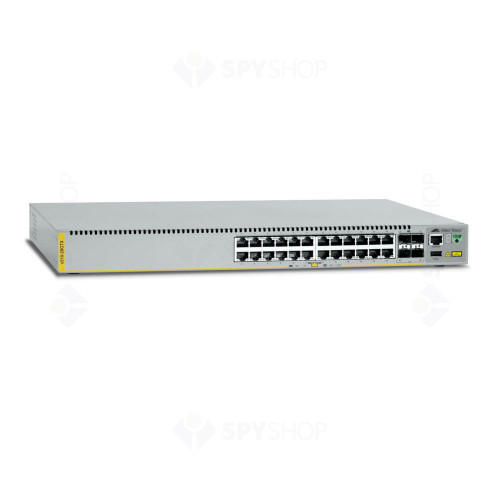 Switch cu 24 porturi Allied Telesis AT-X510-28GTX-50, 128 Gbps, 95.2 Mpps, 16.000 MAC, 4 porturi SFP+, cu management