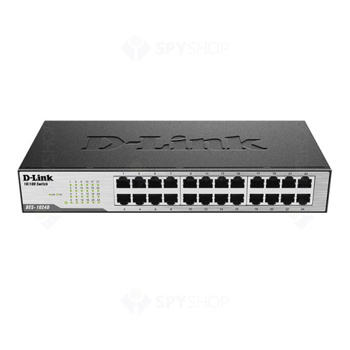 Switch cu 24 porturi D-Link DES-1024D, 4.8 Gbps, 3.57 Mpps, 8.000 MAC, fara management