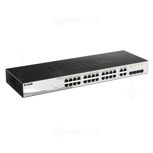 Switch cu 24 porturi D-Link DGS-1210-28, 4 porturi SFP, 56 Gbps, 77.4 Mpps, 8.000 MAC, 1U, cu management