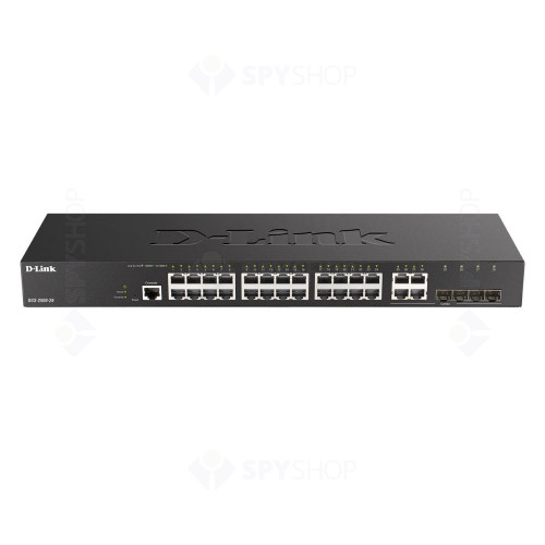 Switch cu 24 porturi D-Link DGS-2000-28, 4 porturi SFP, 56 Gbps, 41.7 Mpps, 8.000 MAC, 1U, cu management