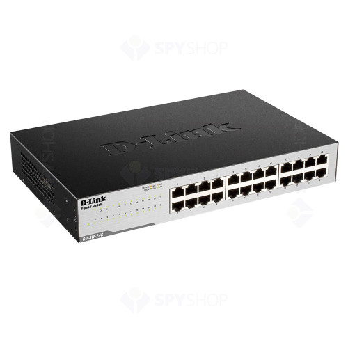 Switch cu 24 porturi D-Link GO-SW-24G, 48 Gbps, 35.71 Mpps, 8.000 MAC, fara management