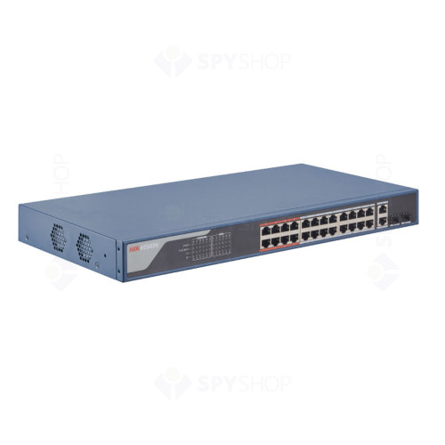 Switch cu 24 porturi Hikvision DS-3E1326P-EI, 8.8 Gbps, 6.5472 Mpps, 16.000 MAC, PoE, cu management