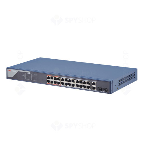 Switch cu 24 porturi Hikvision DS-3E1326P-EI, 8.8 Gbps, 6.5472 Mpps, 16.000 MAC, PoE, cu management