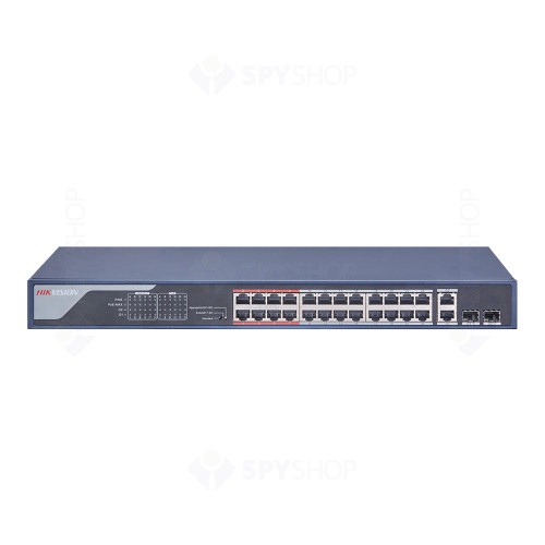 Switch cu 24 porturi PoE Hikvision DS-3E0326P-E B, 4000 MAC, 6.547 Mbps, fara management