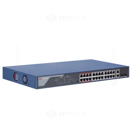 Switch cu 24 porturi PoE Hikvision DS-3E0326P-E B, 4000 MAC, 6.547 Mbps, fara management
